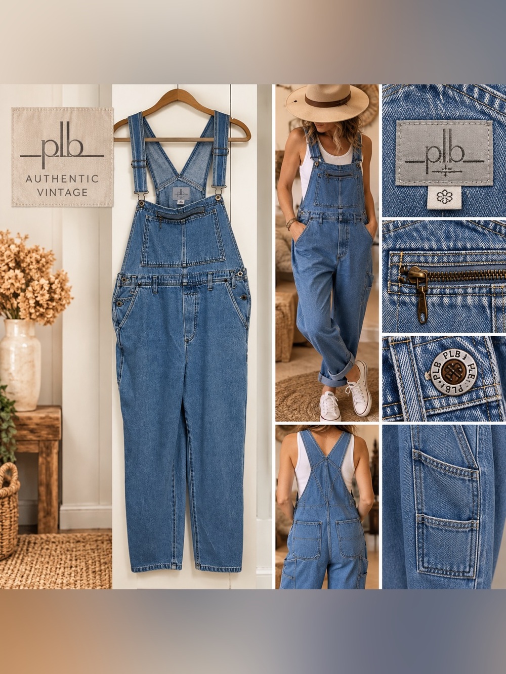 Paul Harris Design Denim Overalls Size Large